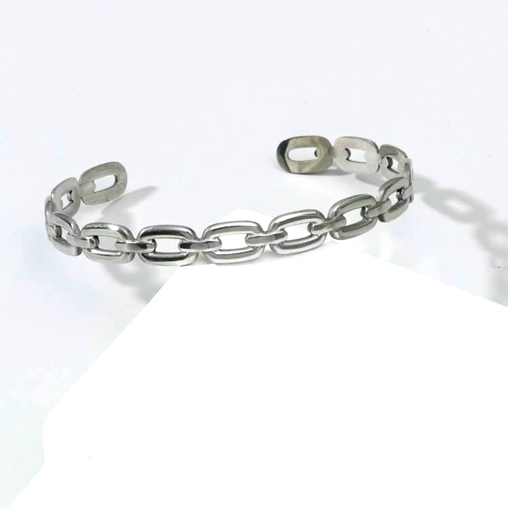 Men Stainless Steel Look Cuff Bracelet